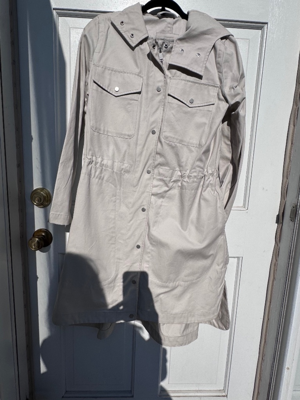Gap Beige Hooded Utility Raincoat Size Small